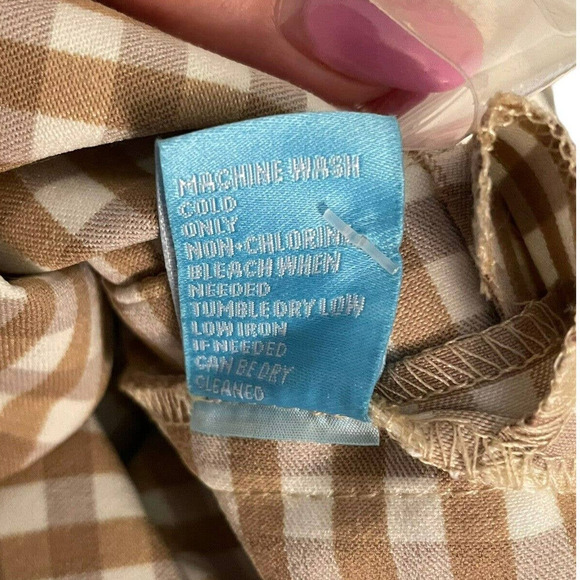 J. Mclaughlin NEW Tan Paulson Gingham Sleeveless Dress Size 8 Stretchy V-Neck - Picture 9 of 9